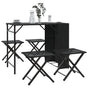 5 Piece Garden Camping Set Foldable Black Poly Rattan