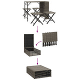 5 Piece Garden Camping Set Foldable Grey Poly Rattan