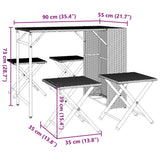 5 Piece Garden Camping Set Foldable Grey Poly Rattan