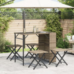 5 Piece Garden Camping Set Foldable Beige Poly Rattan