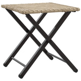 5 Piece Garden Dining Set Foldable Beige Poly Rattan - Rear View