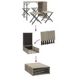 5 Piece Garden Camping Set Foldable Light Grey Poly Rattan