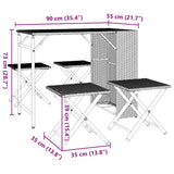 5 Piece Garden Camping Set Foldable Light Grey Poly Rattan