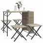 5 Piece Garden Camping Set Foldable Light Grey Poly Rattan