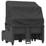 Garden Sofa 2-Seater with Canopy and Stools Black Poly Rattan - Close-Up Angle