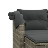 Garden Sofa 2-Seater with Canopy and Stools Light Grey Poly Rattan - Extra Image
