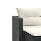 Garden Sofa 2-Seater with Stools Black Poly Rattan - Close-Up Angle