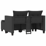 Garden Sofa 2-Seater with Stools Black Poly Rattan - Rear View