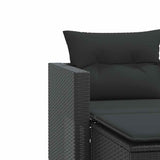 Garden Sofa 2-Seater with Stools Black Poly Rattan - Close-Up Angle