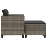 Garden Sofa 2-Seater with Stools Grey Poly Rattan - 45-Degree Angle