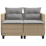Garden Sofa 2-Seater with Stools Beige Poly Rattan - Top-Down View