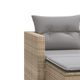 Garden Sofa 2-Seater with Stools Beige Poly Rattan - Close-Up Angle