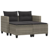 Garden Sofa 2-Seater with Stools Light Grey Poly Rattan - Front View