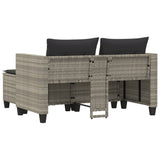 Garden Sofa 2-Seater with Stools Light Grey Poly Rattan - Rear View