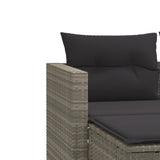 Garden Sofa 2-Seater with Stools Light Grey Poly Rattan - Close-Up Angle