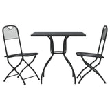 3 Piece Garden Dining Set Anthracite Metal Mesh - Front View