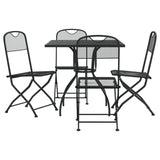 5 Piece Garden Dining Set Anthracite Metal Mesh - Front View