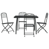 5 Piece Garden Dining Set Anthracite Metal Mesh - Front View