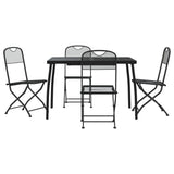 5 Piece Garden Dining Set Anthracite Metal Mesh - Front View