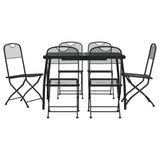7 Piece Garden Dining Set Anthracite Metal Mesh - Front View