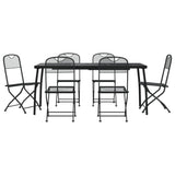 7 Piece Garden Dining Set Anthracite Metal Mesh - Front View
