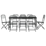 9 Piece Garden Dining Set Anthracite Metal Mesh - Front View