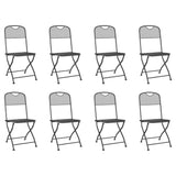 9 Piece Garden Dining Set Anthracite Metal Mesh - Side View