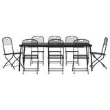 9 Piece Garden Dining Set Anthracite Metal Mesh - Front View