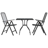 3 Piece Garden Dining Set Anthracite Metal Mesh - Front View