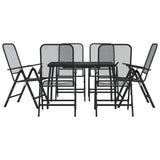7 Piece Garden Dining Set Anthracite Metal Mesh - Front View