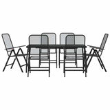 7 Piece Garden Dining Set Anthracite Metal Mesh - Front View