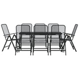 9 Piece Garden Dining Set Anthracite Metal Mesh - Front View