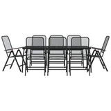 9 Piece Garden Dining Set Anthracite Metal Mesh - Front View
