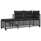 3 Piece Corner Garden Sofa Set with Cushions Black Poly Rattan - Top-Down View