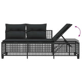 3 Piece Corner Garden Sofa Set with Cushions Black Poly Rattan - Extra Image