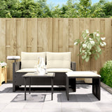 3 Piece Garden Sofa Set with Cushions Black Poly Rattan - Side View