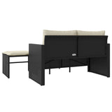 3 Piece Garden Sofa Set with Cushions Black Poly Rattan - Close-Up Angle