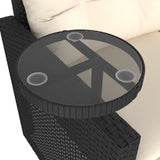 3 Piece Garden Sofa Set with Cushions Black Poly Rattan - Extra Image