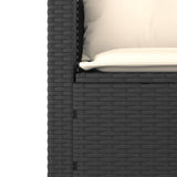 3 Piece Garden Sofa Set with Cushions Black Poly Rattan - Extra Image
