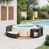 Hot Tub Surround Black Poly Rattan and Solid Wood Acacia - Side View
