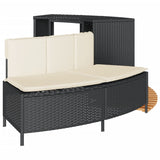 Hot Tub Surround Black Poly Rattan and Solid Wood Acacia - 45-Degree Angle