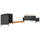 Hot Tub Surround Black Poly Rattan and Solid Wood Acacia - Rear View