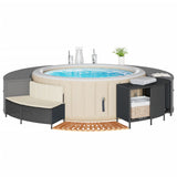 Hot Tub Surround Black Poly Rattan and Solid Wood Acacia