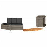 Hot Tub Surround Grey Poly Rattan and Solid Wood Acacia - Front View