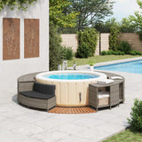 Hot Tub Surround Grey Poly Rattan and Solid Wood Acacia - Side View