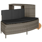 Hot Tub Surround Grey Poly Rattan and Solid Wood Acacia