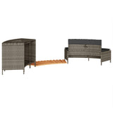 Hot Tub Surround Grey Poly Rattan and Solid Wood Acacia - Rear View
