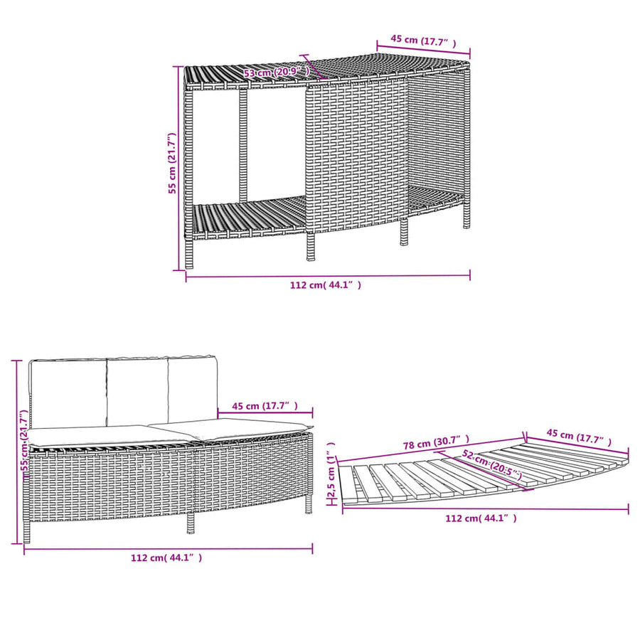 Hot Tub Surround Grey Poly Rattan and Solid Wood Acacia