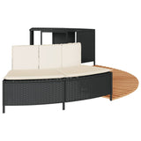 Hot Tub Surround Black Poly Rattan and Solid Wood Acacia - 45-Degree Angle