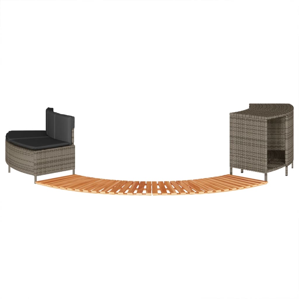 Hot Tub Surround Grey Poly Rattan and Solid Wood Acacia